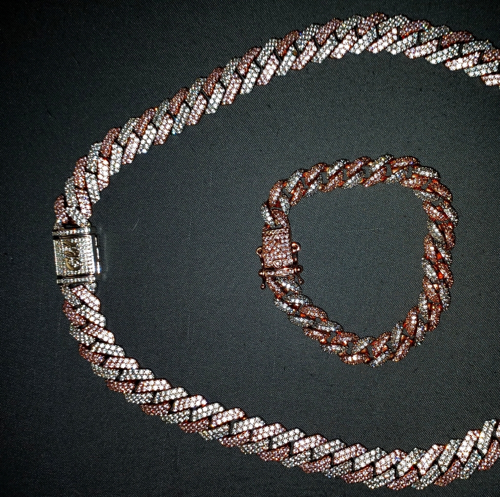 White & rose gold plated jewelry set